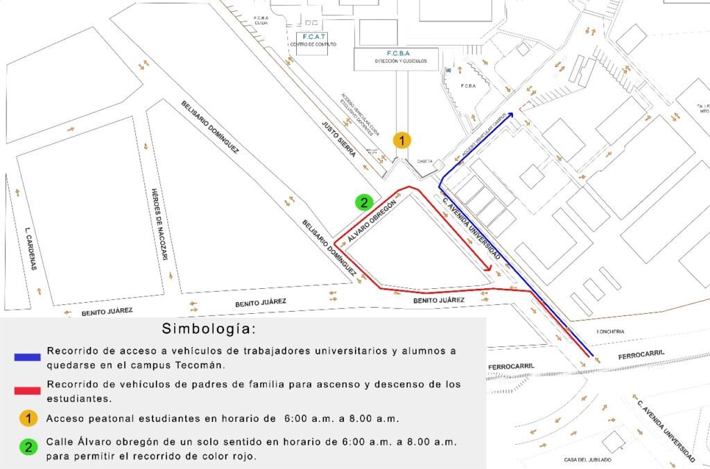 Ajustan señalización para garantizar acceso seguro al Campus Tecomán