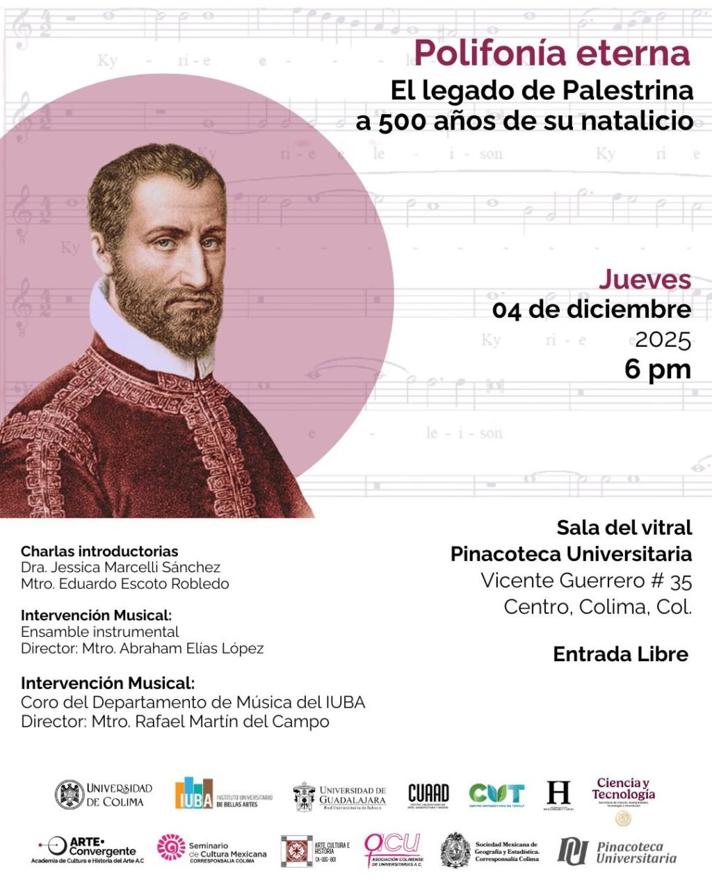 Rendirán homenaje a Palestrina a 500 años de su natalicio