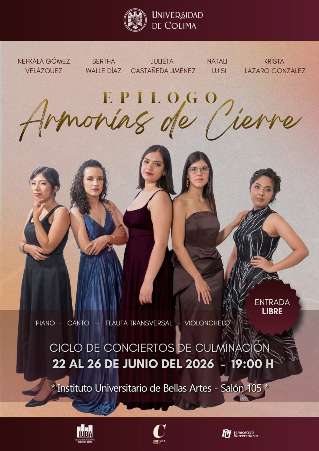 Presentarán alumnas del IUBA ciclo de recitales Epílogo, Armonías de Cierre