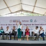 Indira Vizcaíno y Claudia Sheinbaum colocaron la primera piedra del Hospital Regional de Especialidades del IMSS Manzanillo