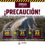 Seidum Colima alerta por cierre total nocturno en el tramo ‘La Salada’, este sábado, domingo y lunes