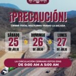 Seidum Colima informa cierre total nocturno en ‘La Salada’ este sábado, domingo y lunes